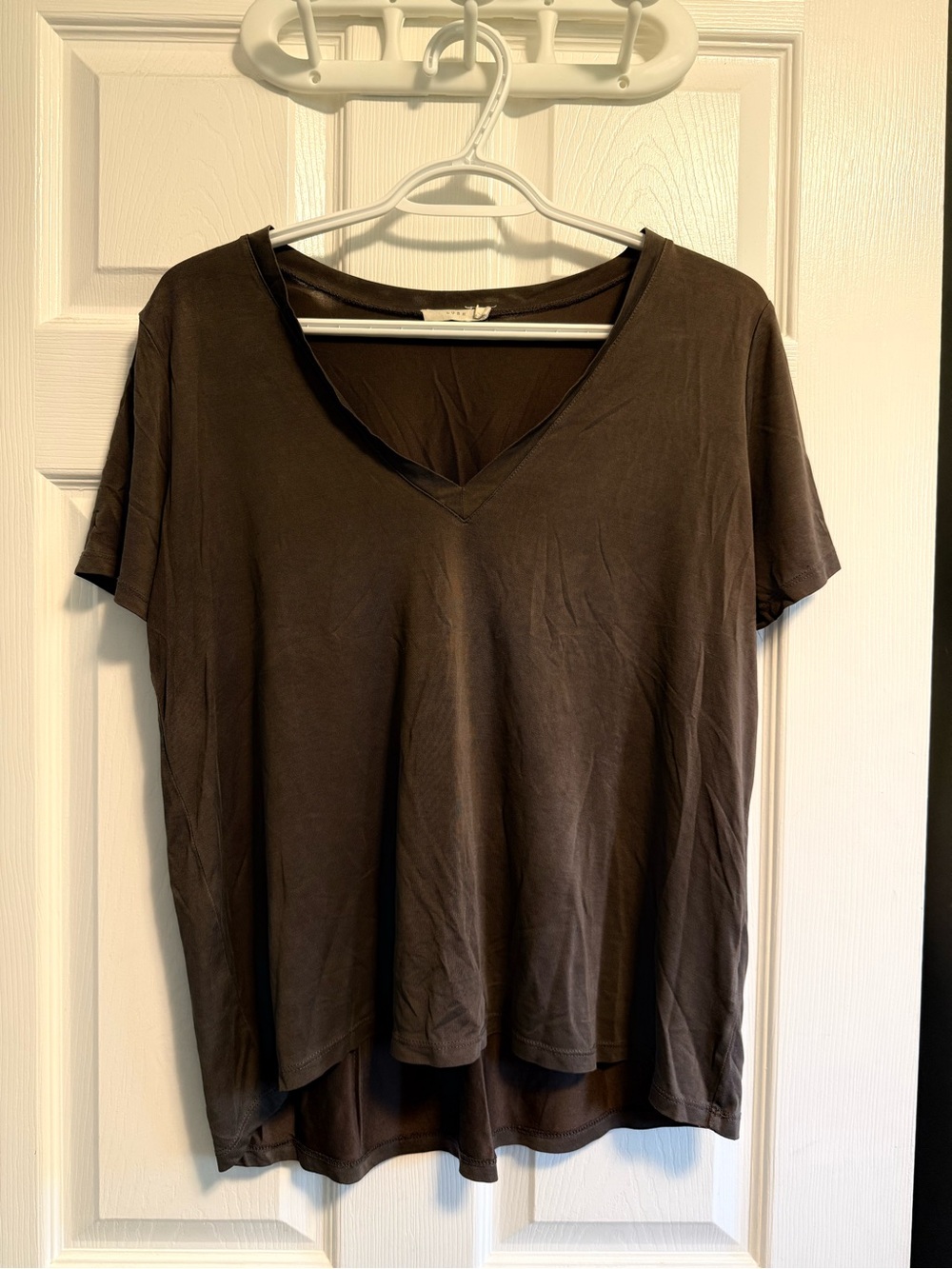Lush Brown V-Neck Super Soft Short Sleeve Tee